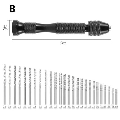Rynx | Adjustable Manual Hand Drill With Keyless Chuck | Mini Micro Aluminum Hand Drill | HSS Steel Twist Drill Bit | Resin Mold Tools