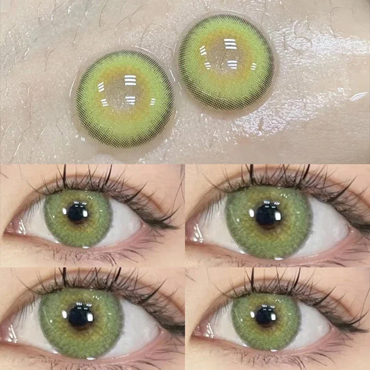 Rynx | 2pcs colored contact lenses for natural green eyes color lenses annually beautiful diopters myopia lenses pupil color cosmetics