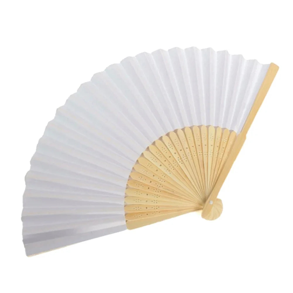Rynx | DIY Paper Bamboo Folding Fans - Blank White Fans for Calligraphy, Painting, Wedding Gifts - Adults & Children's Practice (1-50pcs)