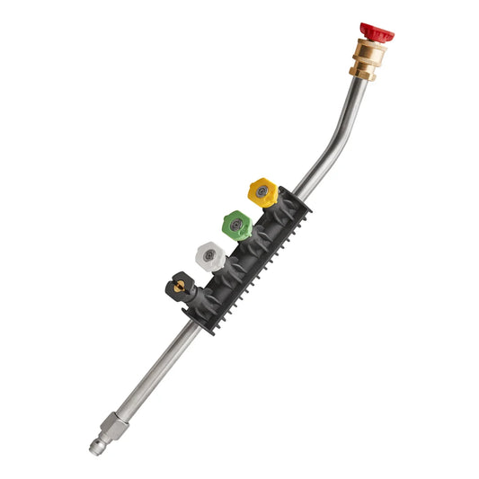 Rynx | 15-Inch Pressure Washer Wand with 30-Degree Curved Extension - Includes 5 Spray Nozzles and Nozzle Holder - 1/4 Inch Quick Connect