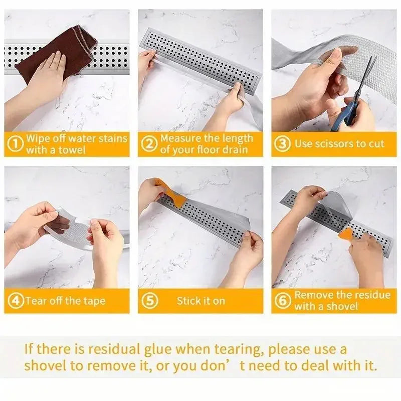 Rynx | Self-Adhesive Shower Drain Hair Catcher - Disposable Mesh Sink Strainer Filter - Cuttable Floor Drain Stickers for Bathroom