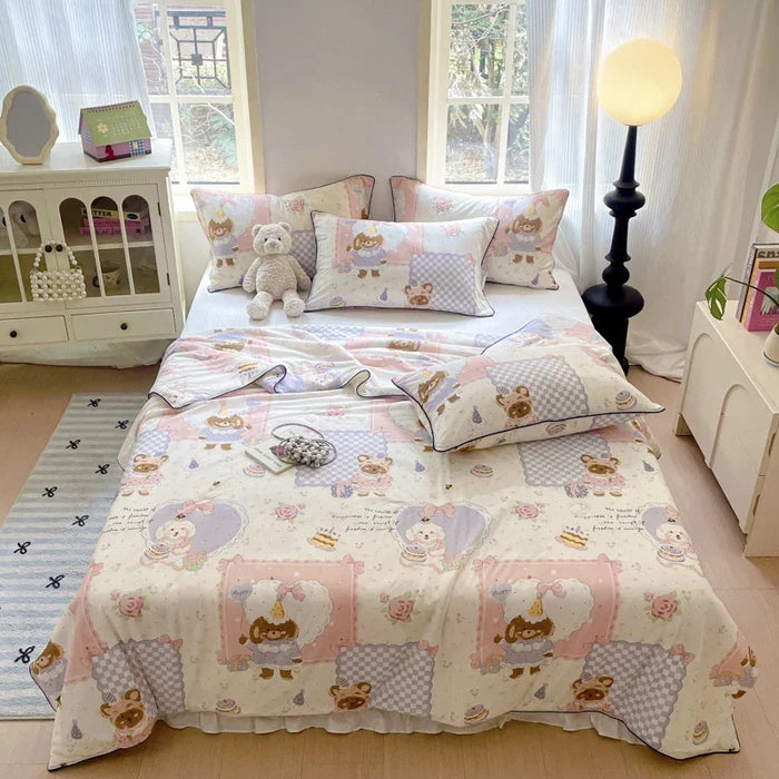 Rynx | new printed cool silk summer blanket three-piece summer cool blanket air conditioning blanket cool sleeping experience washable