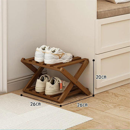 Rynx | Elegant expandable shoe rack made of bamboo with customizable shelf options