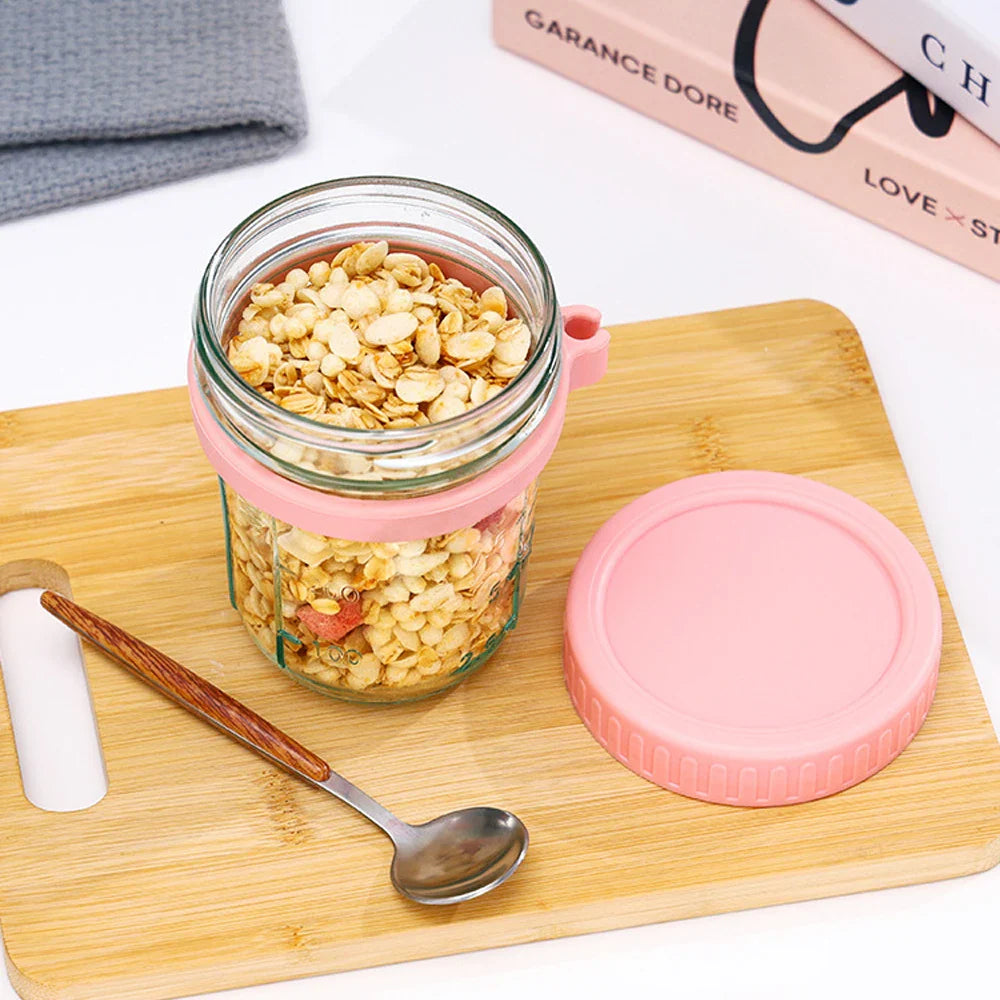Rynx | Multifunctional Portable Breakfast Cup with Lid and Spoon - Perfect for Oatmeal, Cereal, Nuts, Yogurt, Salad, and More! Heat-Resistant Tumbler for Juice and Milk On-the-Go