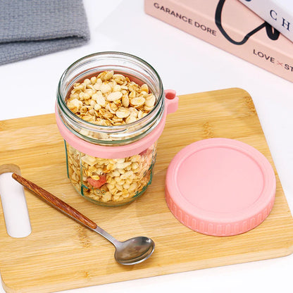 Rynx | Multifunctional Portable Breakfast Cup with Lid and Spoon - Perfect for Oatmeal, Cereal, Nuts, Yogurt, Salad, and More! Heat-Resistant Tumbler for Juice and Milk On-the-Go