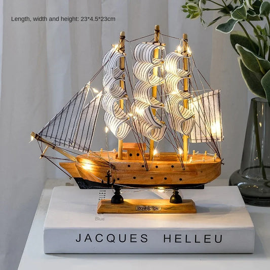 RYNX | New Wooden Sailing Boat Model Office Living Room Decoration Craft Nautical Decoration Creative Model Home Decor Birthday Gift
