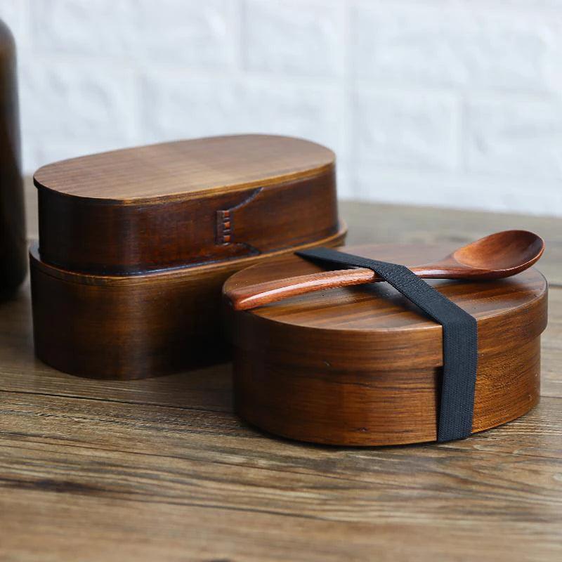 Rynx | Elegant Japanese Wooden Bento Box - Eco-friendly Portable Lunch Container for Meals, Sushi, and Snacks