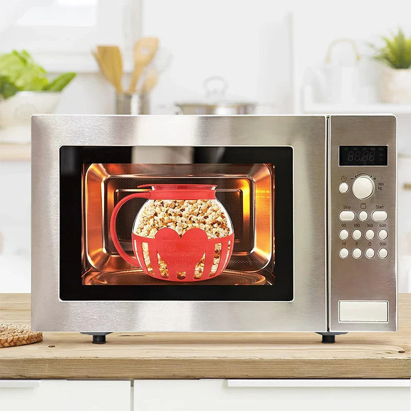 Rynx | LMETJMA 2.25QT Microwave Glass Popcorn Popper with Silicone Lid - Temperature Safe JT186 Microwave Popcorn Maker