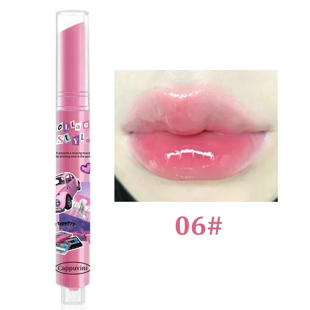 Rynx | Thin Tube Flower Lipstick Pencil Heart-Shaped Gel Lipstick Pencil Makeup Long-Lasting Moisturizing Lip Lacquer Girls Korean Cosmetics