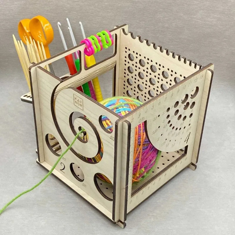 Rynx | Handcrafted Wooden Crochet Yarn Bowl: All-in-One Dispenser, Holder, and Storage Solution for Craft Knitting Enthusiasts