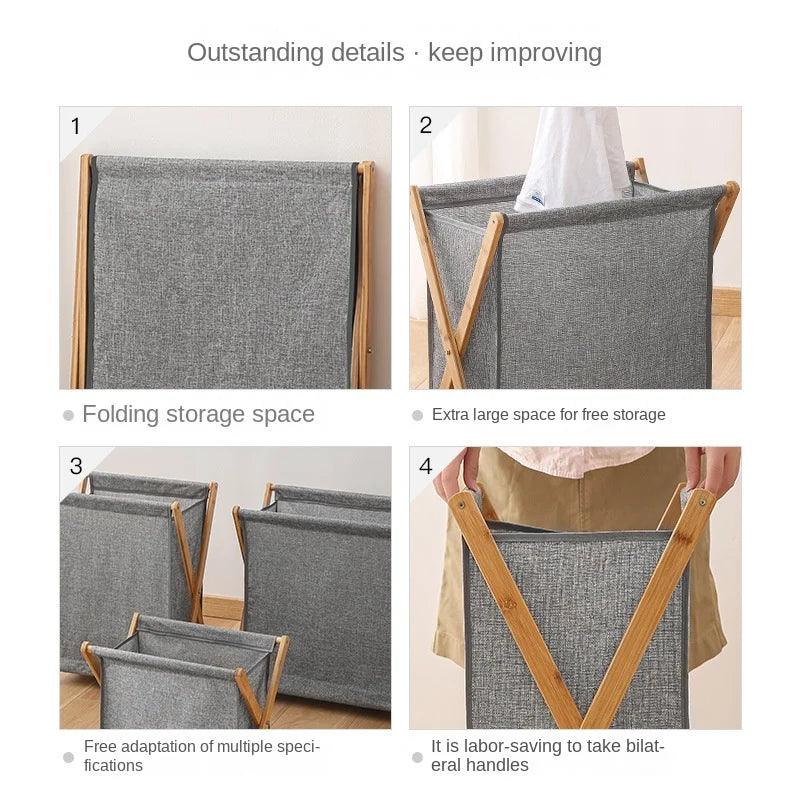 Rynx | Eco-friendly collapsible laundry basket made of bamboo - Stylish and space-saving storage solution
