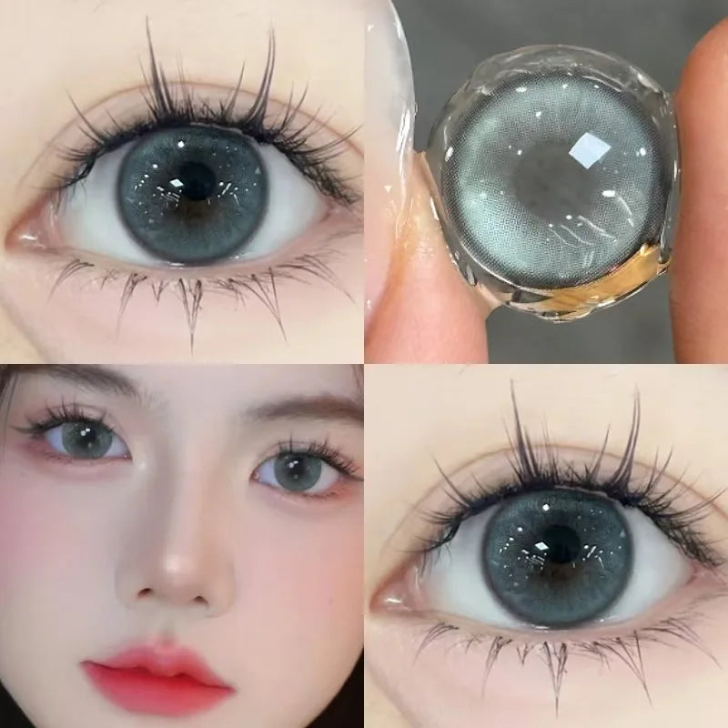 Rynx | 1Pair New Myopia Yearly Colored Contact Lenses with 0-800 Diopters Natural Lenses Green Eye Color Cosmetic Korean