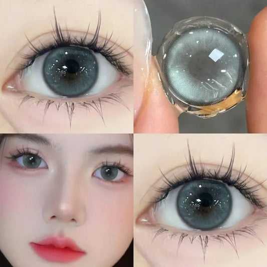Rynx | 1Pair New Myopia Yearly Colored Contact Lenses with 0-800 Diopters Natural Lenses Green Eye Color Cosmetic Korean