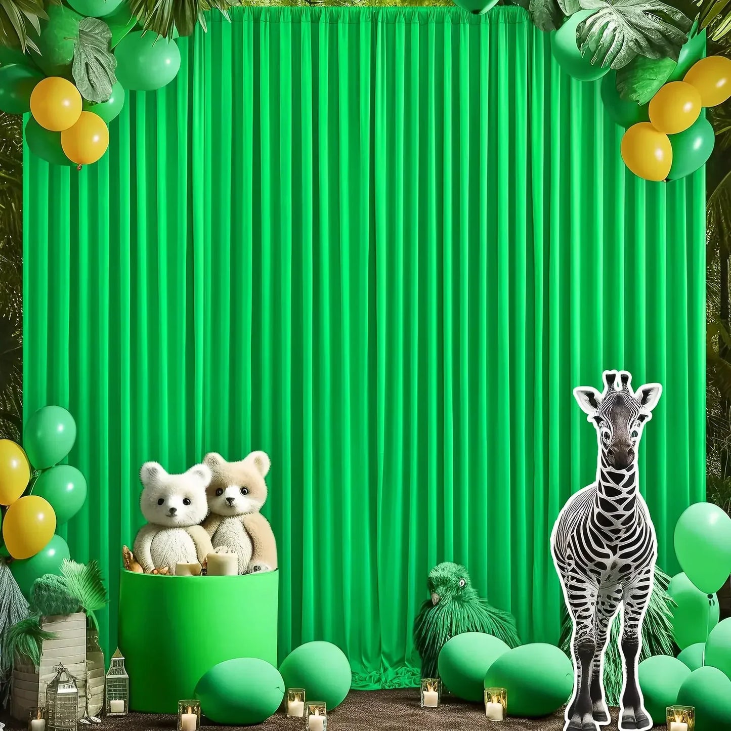 Rynx | 2PCS Sage Green Background Curtain for Party Wedding Wrinkle-free Photo Curtain Background Drapes Fabric Decoration for Baby Shower
