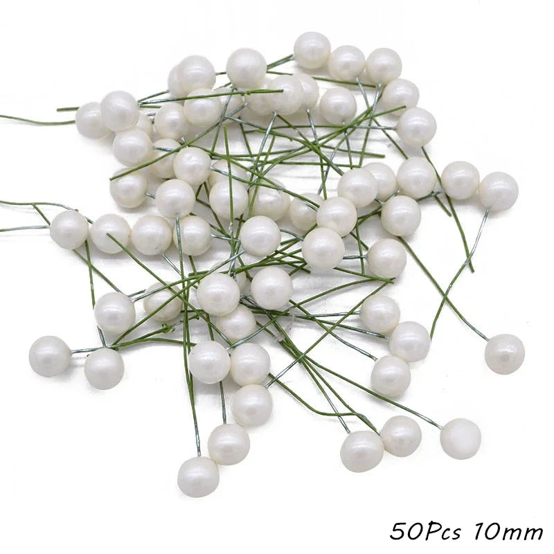 Rynx White Theme Artificial Flower Cherry Stamen Berry Bundle DIY Christmas Decoration Wedding Cake Gift Box Wreaths Xmas Decor