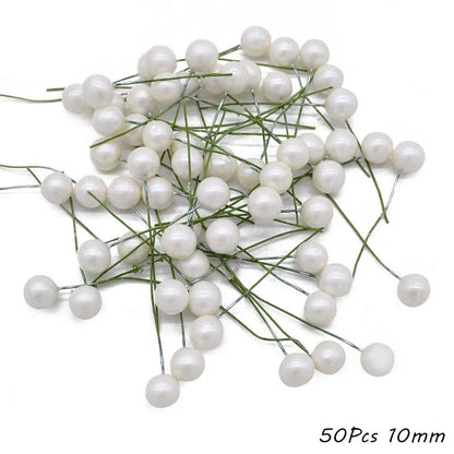 Rynx White Theme Artificial Flower Cherry Stamen Berry Bundle DIY Christmas Decoration Wedding Cake Gift Box Wreaths Xmas Decor