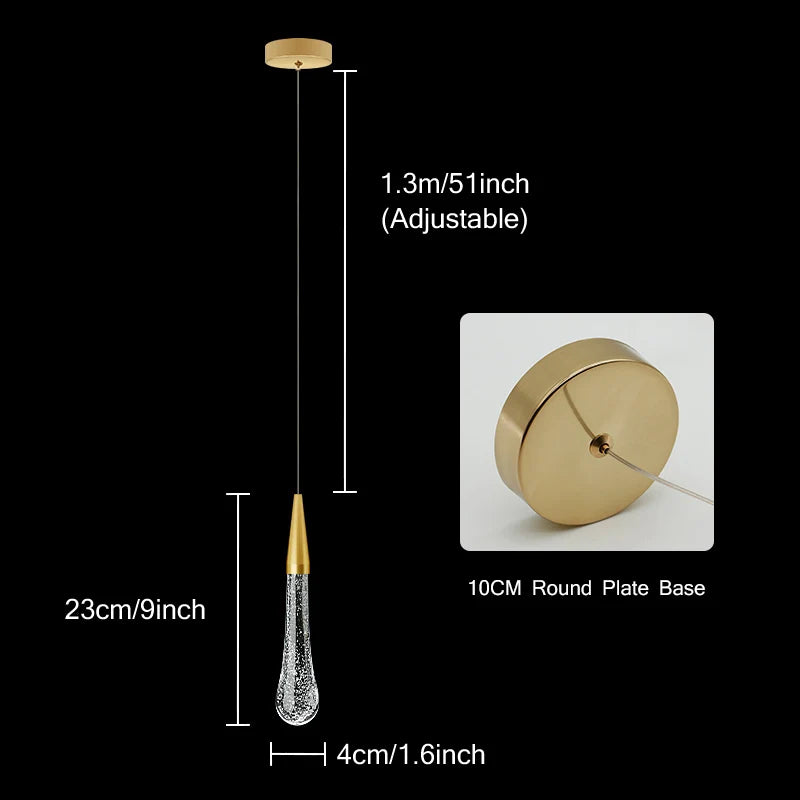 Rynx | Crystal LED Pendant Lights: Perfect for Bedrooms, Dining Rooms, Bar - Water Droplet Chandelier, Stair Lamp for Interior Decoration