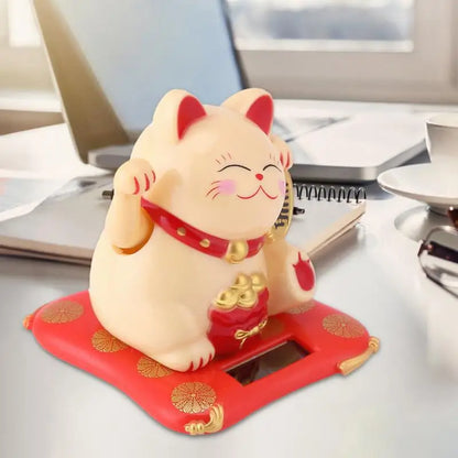 Rynx | LuckyMiko Chinese Lucky Cat | Waving Cat with Movable Arm | Feng Shui Decoration for Home & Office | Symbol of Prosperity