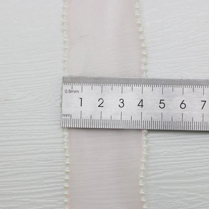 Rynx | (5 Yards/Roll) 4 cm Pearl Edge Organza Ribbon Wave Silk Lace Children Hair Accessories Lolita Handmade Decorative Gift Box Wedding
