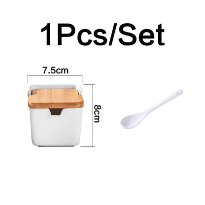 Rynx | Chic European ceramic spice storage set with salt box & spice organizer