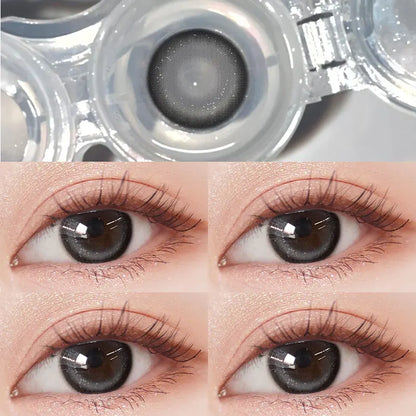 Rynx | 2pcs Natural Eye Black Contact Lenses for Eyes with Myopia Prescription Circle Soft Colored Large Diameter 14.5mm Lens