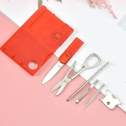 Rynx | Outdoor Camping Multifunctional Swiss Army Knife Card - Multi-Purpose Survival Tool with Lamp, Beauty Suit and Tool Card