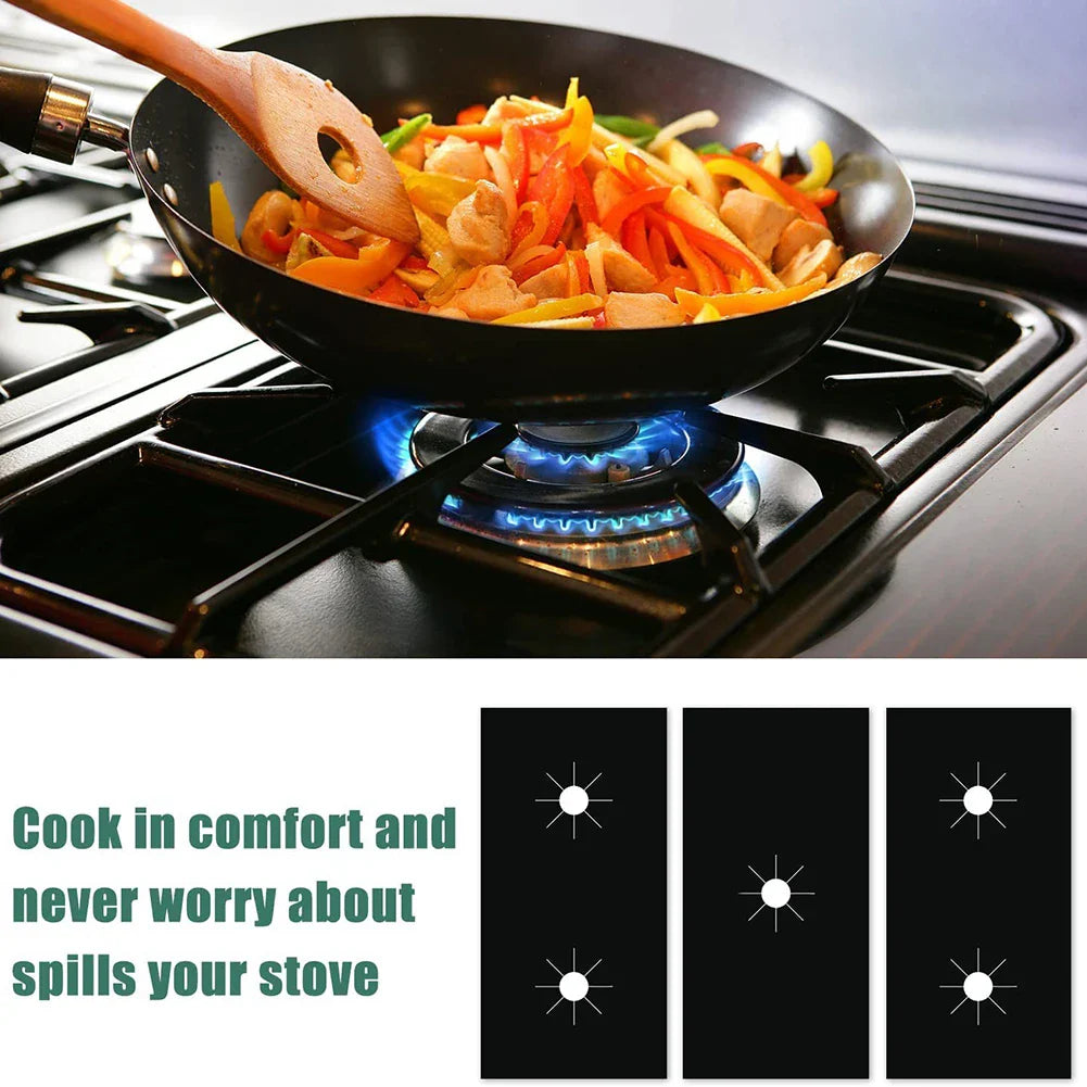 Rynx | 1 Set Gas Stove Pad and Protective Cover - 5-Hole Kitchen Cleaning and Anti-Dirty Non-Stick Reusable Stovetop Protector Pads