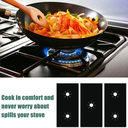 Rynx | 1 Set Gas Stove Pad and Protective Cover - 5-Hole Kitchen Cleaning and Anti-Dirty Non-Stick Reusable Stovetop Protector Pads