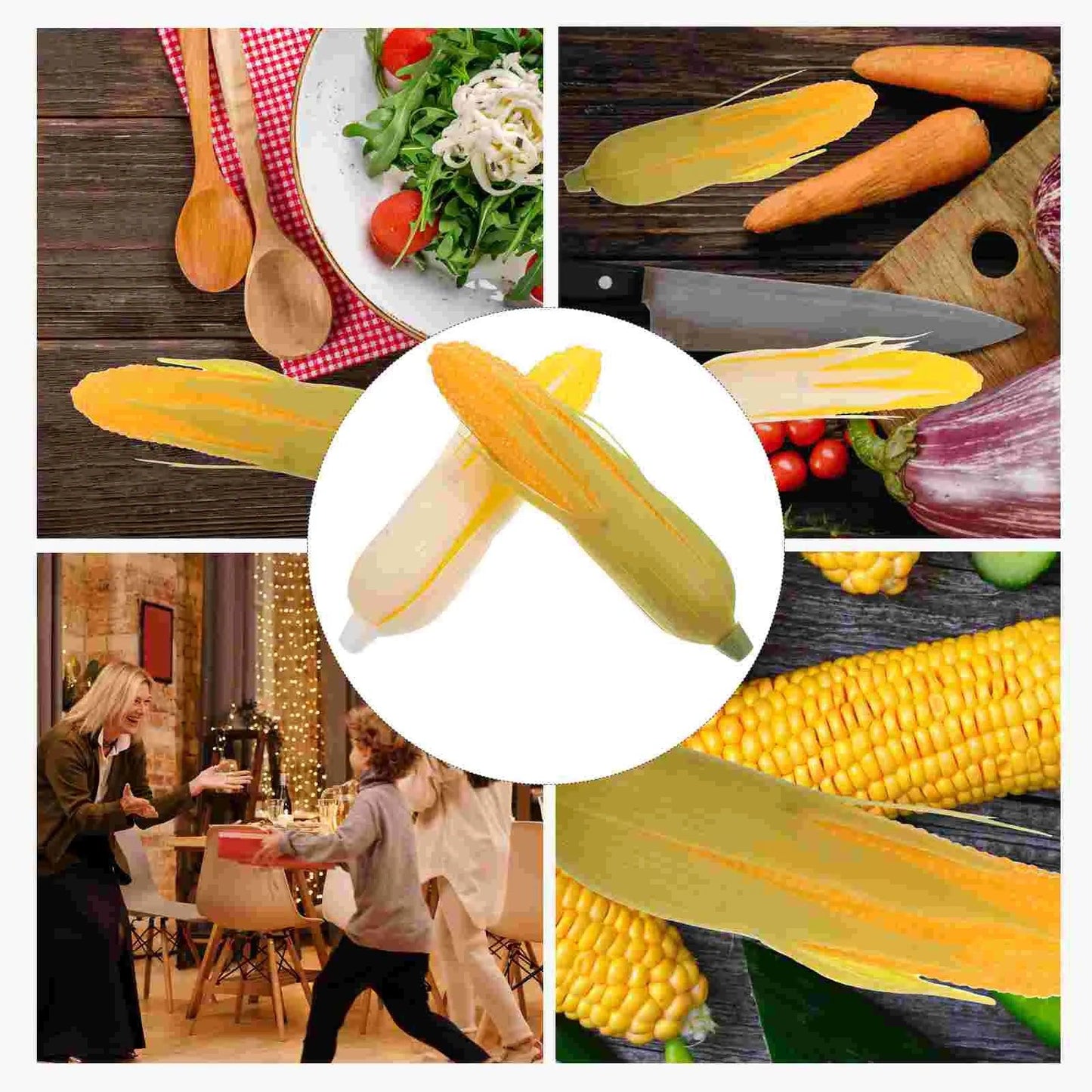 Rynx | Realistic Corn Decoration Set - Four Life-like Plastic Corn for Home and Photography