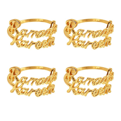 Rynx 2/6Pieces Ramadan Kareem Napkin Rings Eid Mubarak Muslim Islamic Dining Table Home Decoration Alloy Napkin Buckle Ramadan Gift