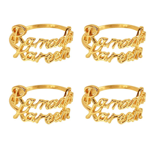 Rynx 2/6Pieces Ramadan Kareem Napkin Rings Eid Mubarak Muslim Islamic Dining Table Home Decoration Alloy Napkin Buckle Ramadan Gift