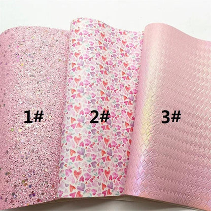 Rynx | Sparkling Pink Heart & Cloud Faux Leather Crafting Sheet - Ideal for DIY Projects
