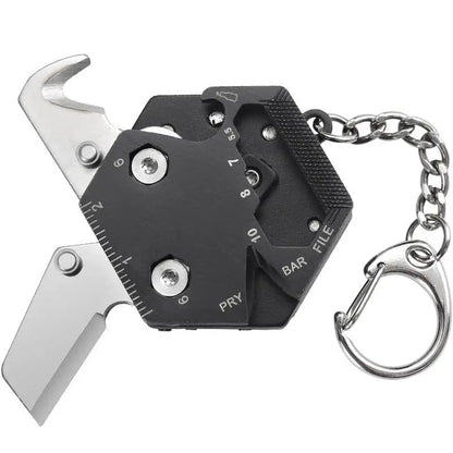 Rynx | Multifunctional Hexagon Coin Outdoor EDC Tool - Folding Coin Knife Keychain with Screwdriver, Pocket Mini Coltello Gear