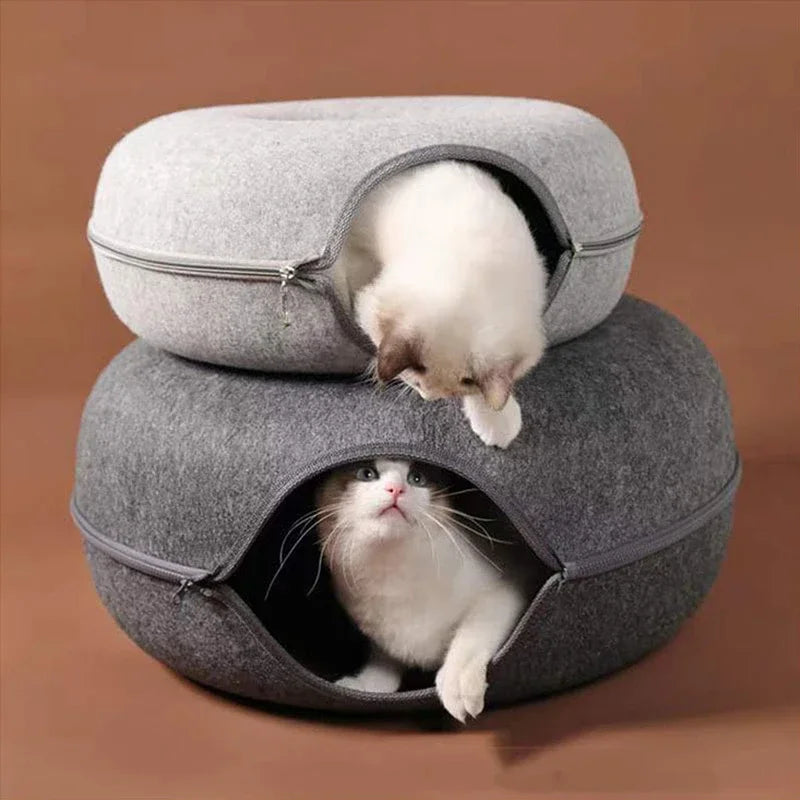 Rynx | Donut Cat Bed Pet Cat Tunnel Interactive Play Toy Cat Bed Dual-use Indoor Toy Kitten Sports Equipment Cat Training Toy Cat House