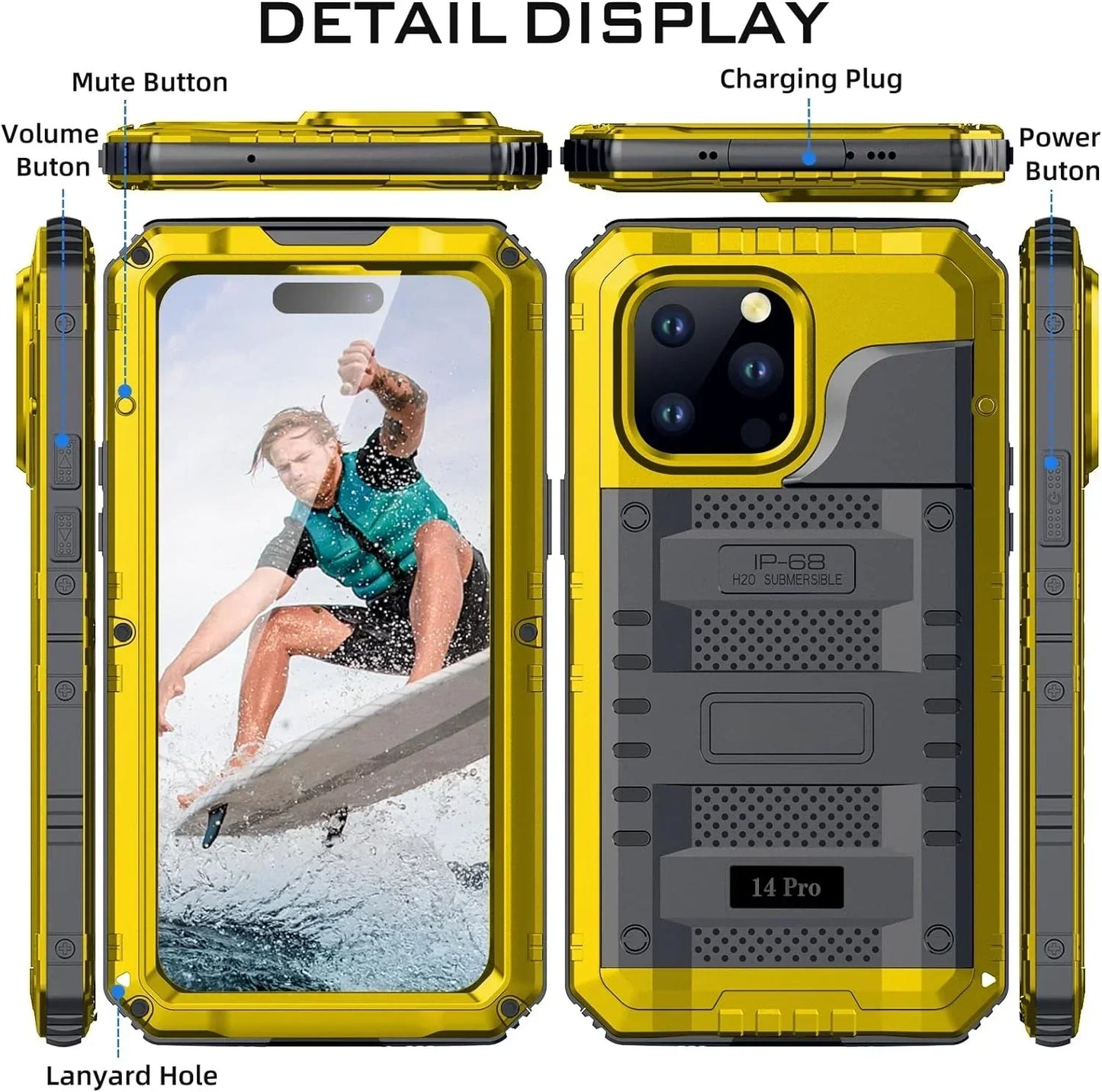 RYNX | Waterproof Rugged Metal Armor Case Shockproof Cover Screen Protector For Iphone 15 14 13 12 11 Pro Max Xs Xr Plus Se