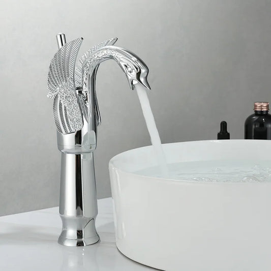 Rynx | Swan Single Handle Golden Basin Faucet