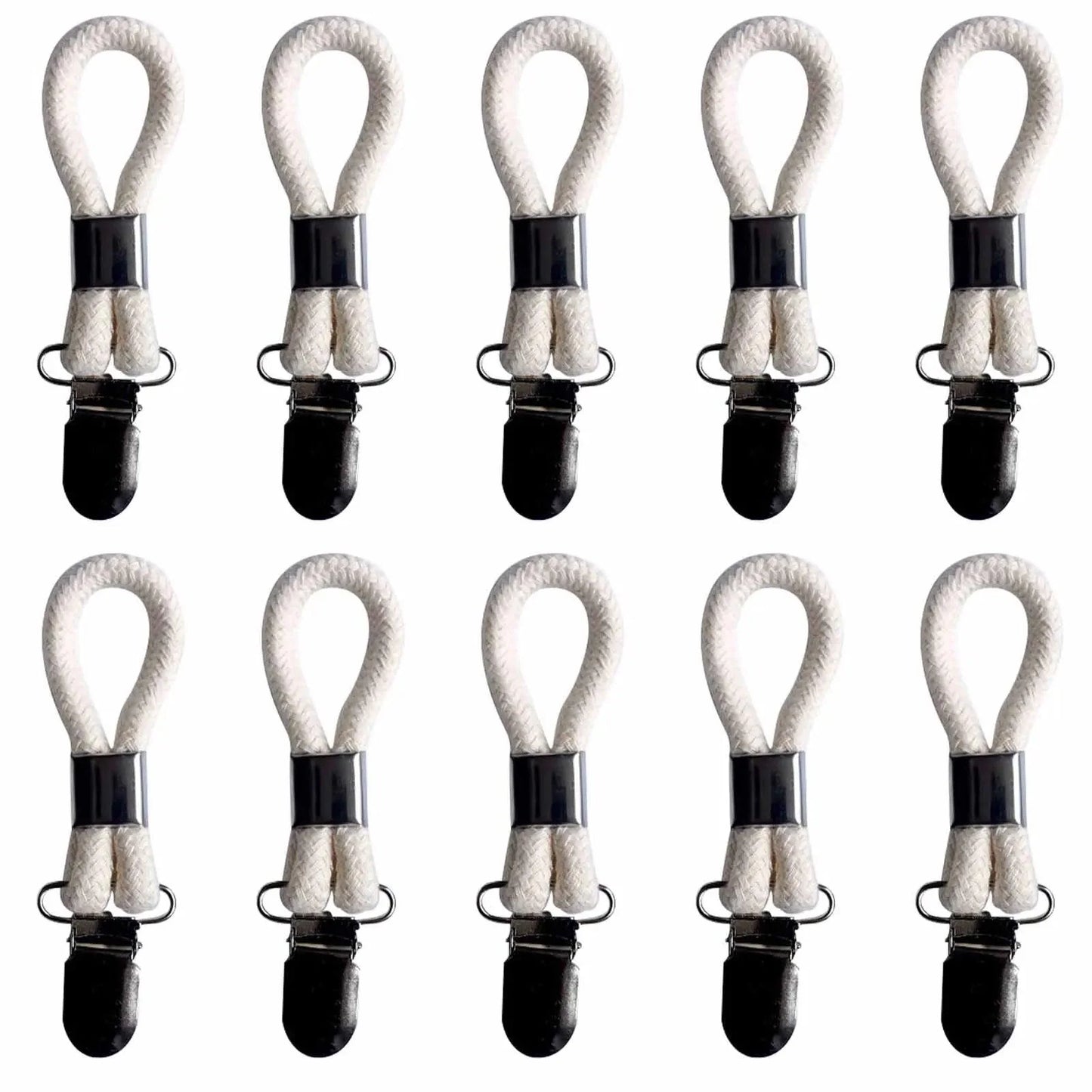 Rynx | Cotton Braided Towel Holder Set with Sturdy Metal Clips - Elegant Space-Saving Solution for Home and Kitchen