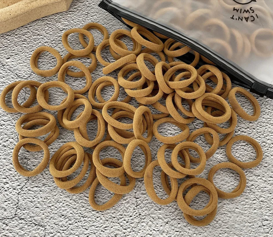 Rynx | 50/100pcs Colored Hair Ties for Kids: Elastic Hair Ties