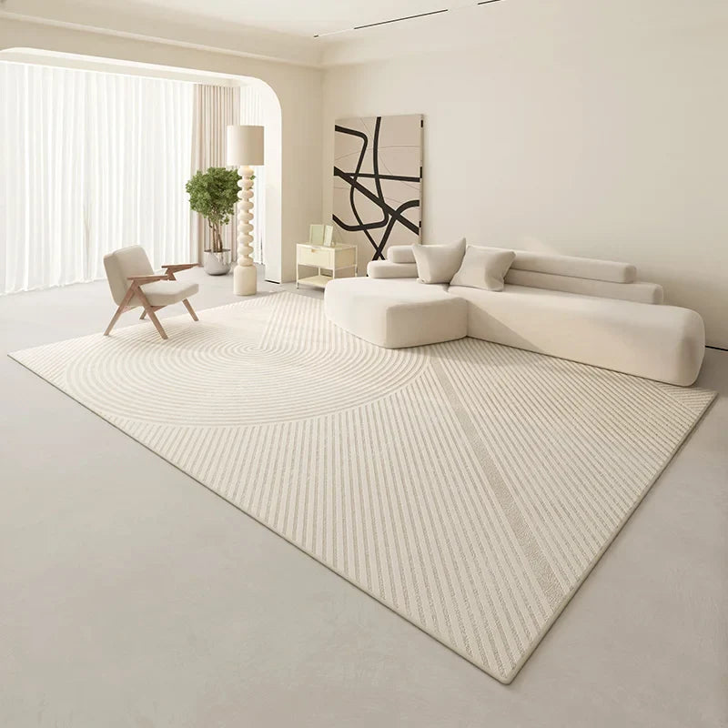 Rynx | Modern Minimalist Living Room Rug Cream Luxury Home Decor Rug Nordic Line Art Luxury Space Fluffy Soft Large Rug Tapis IG