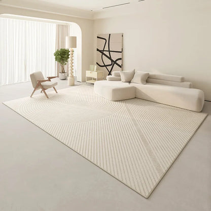 Rynx | Modern Minimalist Living Room Rug Cream Luxury Home Decor Rug Nordic Line Art Luxury Space Fluffy Soft Large Rug Tapis IG