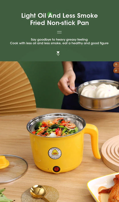 Rynx | 1.8L Mini Electric Hot Pot – Multifunctional Cooking Pot for Noodles & Small Meals, Stainless Steel Liner