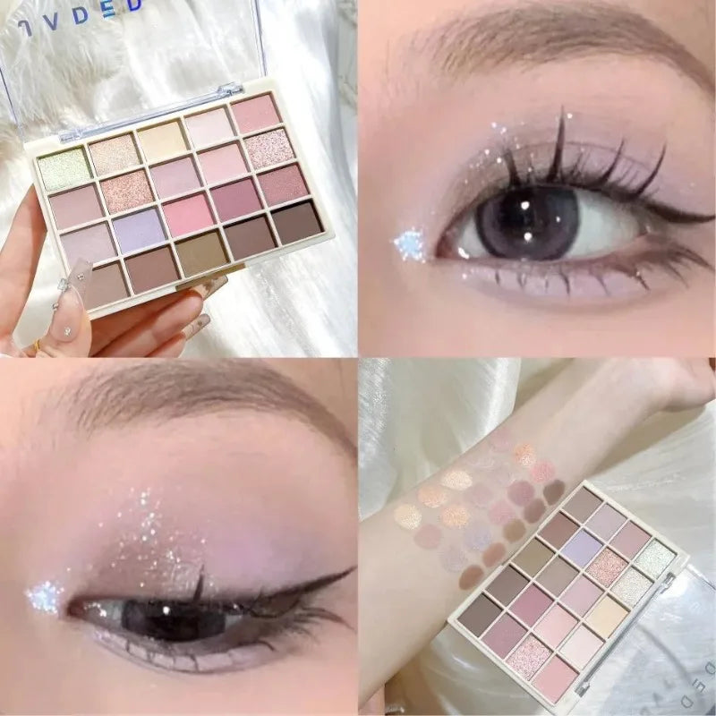Rynx | 20 Colors Lavender Eyeshadow Palette Gradient Low Saturation Matte Pearlescent Eye Pigments Contour Shadow Plate Shimmer Eyeshadow