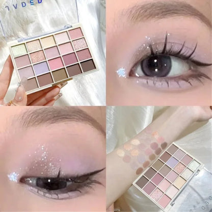 Rynx | 20 Colors Lavender Eyeshadow Palette Gradient Low Saturation Matte Pearlescent Eye Pigments Contour Shadow Plate Shimmer Eyeshadow