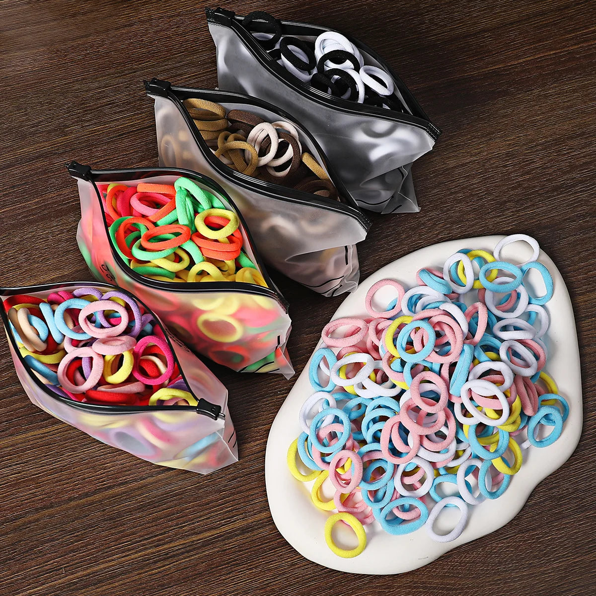 Rynx | 50/100pcs Colored Hair Ties for Kids: Elastic Hair Ties
