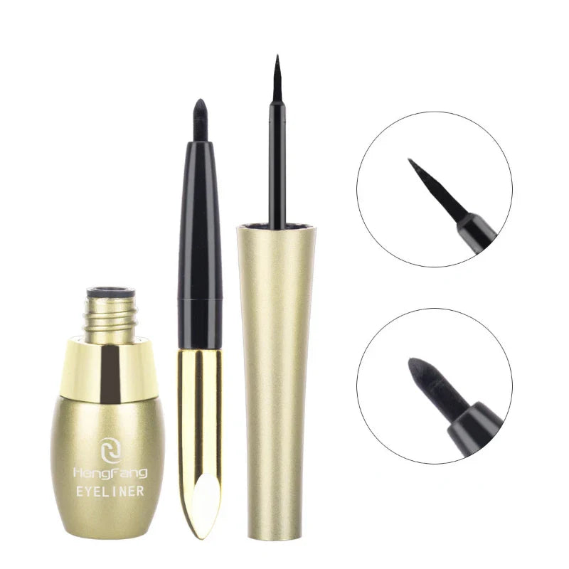 Rynx | Black quick-drying 2 in 1 waterproof eyeliner eyebrow pencil long-lasting smooth stick non-blooming eye makeup cosmetics