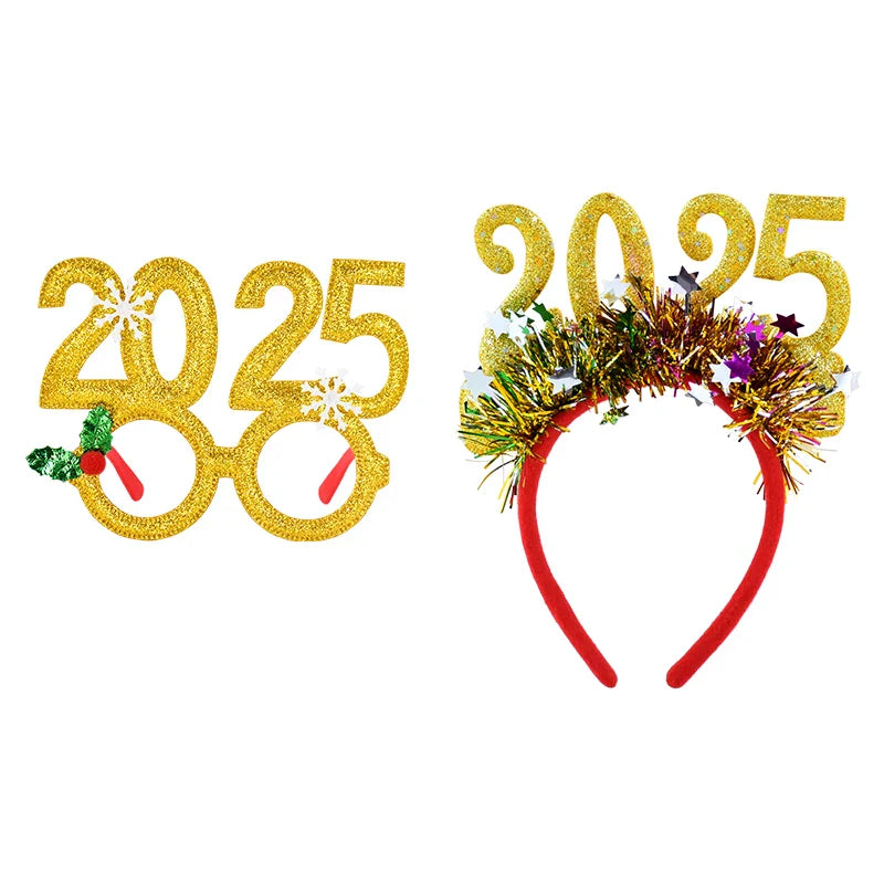 Rynx Christmas Photo Props Glasses Frames Headband Kids Adults New Year's Headwear Christmas Party Decoration Navidad Gift