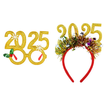 Rynx Christmas Photo Props Glasses Frames Headband Kids Adults New Year's Headwear Christmas Party Decoration Navidad Gift