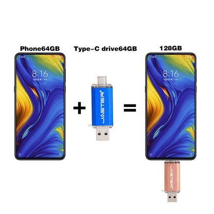 Rynx | Premium 2-in-1 Type-C USB Flash Drive - Golden Metal Design with High-Speed Data Transfer and Enhanced Security