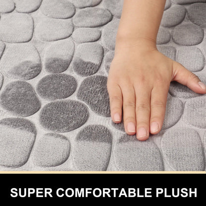 Rynx | Curved Bathroom Mat - Non-Slip Pebble Embossed Bath Mat | Absorbent Floor and Toilet Mat for Showers