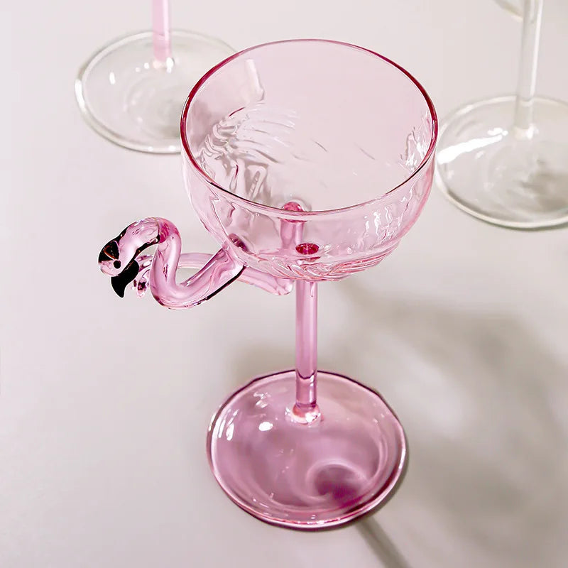 Rynx | Pink Flamingo Cocktail Clear Party Glasses